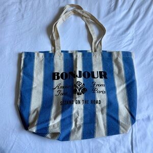 Sézane Blue Striped Tote Bag